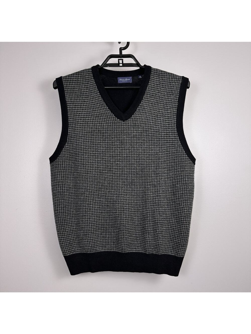Patrick Assaraf Linea Rossa Signature Wool Blend Houndstooth Sweater Vest Med